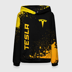Толстовка-худи женская Tesla - gold gradient вертикально, цвет: 3D-черный