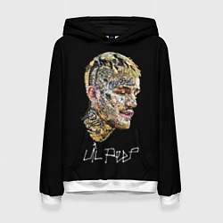 Толстовка-худи женская Lil Peep mosaic rap, цвет: 3D-белый