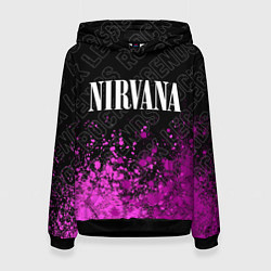 Толстовка-худи женская Nirvana rock legends посередине, цвет: 3D-черный