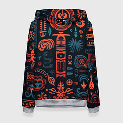 Толстовка-худи женская Абстрактный паттерн в славянской стилистике, цвет: 3D-меланж