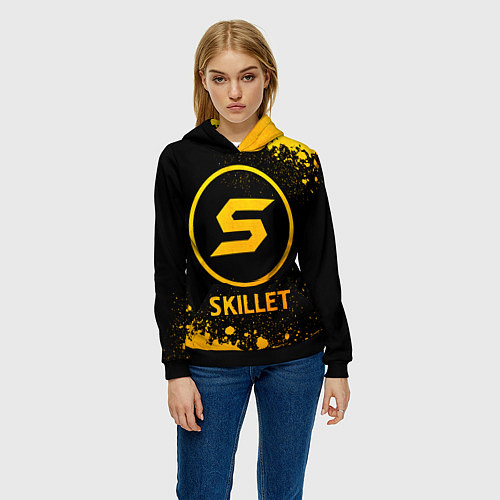 Женская толстовка Skillet - gold gradient / 3D-Черный – фото 3