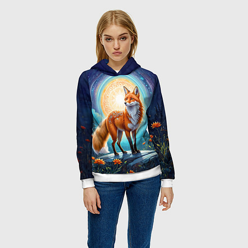 Женская толстовка Мистическая лиса тотем лисы / 3D-Белый – фото 3