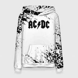 Толстовка-худи женская ACDC rock collection краски черепа, цвет: 3D-белый