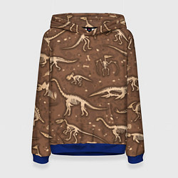 Толстовка-худи женская Dinosaurs bones, цвет: 3D-синий