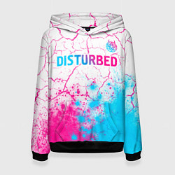 Толстовка-худи женская Disturbed neon gradient style посередине, цвет: 3D-черный