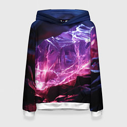 Толстовка-худи женская Стеклянный камень с фиолетовой подсветкой, цвет: 3D-белый