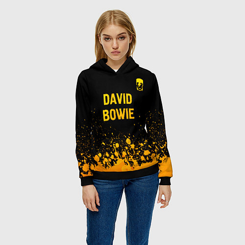 Женская толстовка David Bowie - gold gradient посередине / 3D-Черный – фото 3