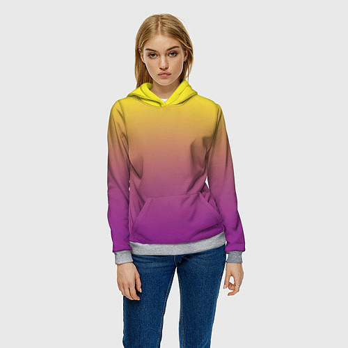 Женская толстовка Желто-фиолетовый градиент / 3D-Меланж – фото 3