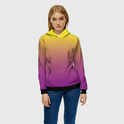 Толстовка-худи женская Желто-фиолетовый градиент, цвет: 3D-черный — фото 2
