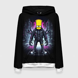 Толстовка-худи женская Cool Bart Simpson - cyberpunk - ai art, цвет: 3D-белый