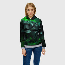 Толстовка-худи женская Зеленый океан абстракции, цвет: 3D-меланж — фото 2