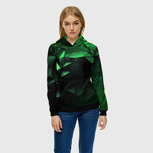 Женская толстовка Видение зеленого в абстракции / 3D-Черный – фото 3