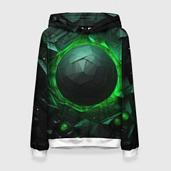 Толстовка-худи женская Абстрактная гармония зеленого, цвет: 3D-белый