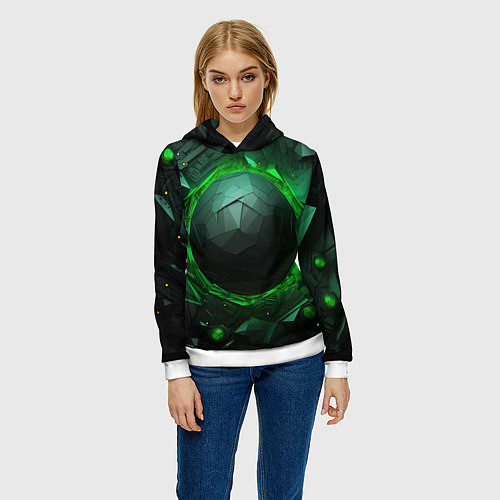 Женская толстовка Абстрактная гармония зеленого / 3D-Белый – фото 3