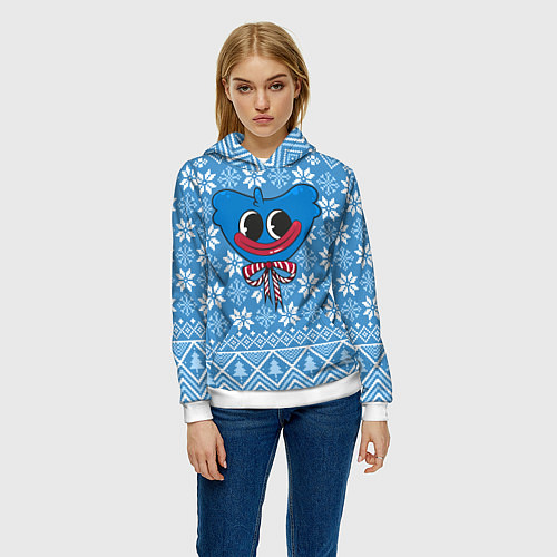 Женская толстовка Huggy Wuggy christmas sweater / 3D-Белый – фото 3