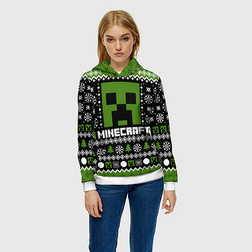 Женская толстовка Minecraft christmas sweater / 3D-Белый – фото 3