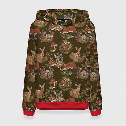 Женская толстовка Разные животные / 3D-Красный – фото 1