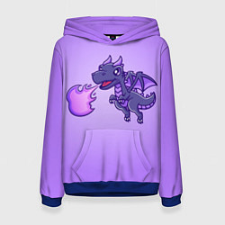 Толстовка-худи женская Милый огнедышащий дракончик, цвет: 3D-синий