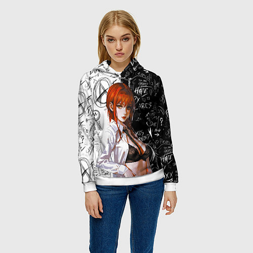 Женская толстовка Makima - Chainsaw man / 3D-Белый – фото 3