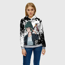 Толстовка-худи женская Маки зенин из магической битвы - брызги, цвет: 3D-меланж — фото 2