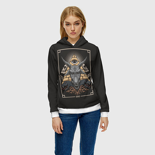 Женская толстовка Бафомет 666 / 3D-Белый – фото 3