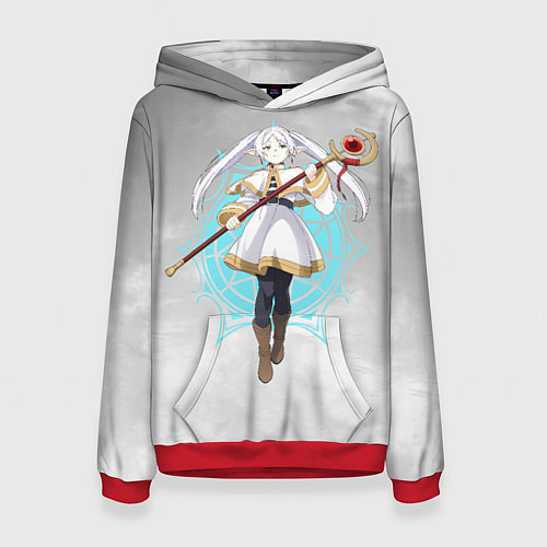 Женская толстовка Фрирен провожающая в последний путь - чб / 3D-Красный – фото 1