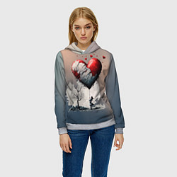 Толстовка-худи женская Разбитое сердце на веревочке, цвет: 3D-меланж — фото 2