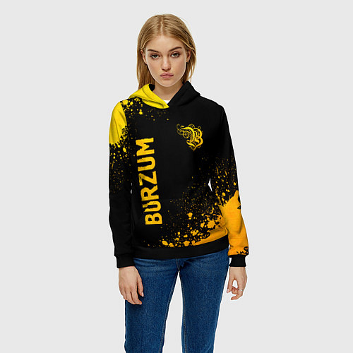 Женская толстовка Burzum - gold gradient вертикально / 3D-Черный – фото 3