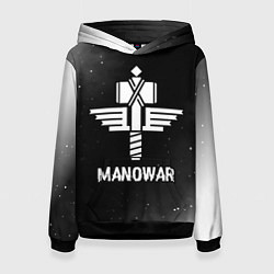 Толстовка-худи женская Manowar glitch на темном фоне, цвет: 3D-черный