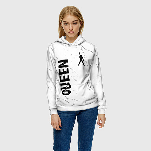 Женская толстовка Queen glitch на светлом фоне вертикально / 3D-Белый – фото 3