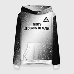Толстовка-худи женская Thirty Seconds to Mars glitch на светлом фоне посе, цвет: 3D-белый