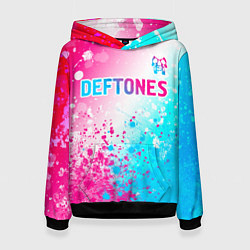 Женская толстовка Deftones neon gradient style посередине