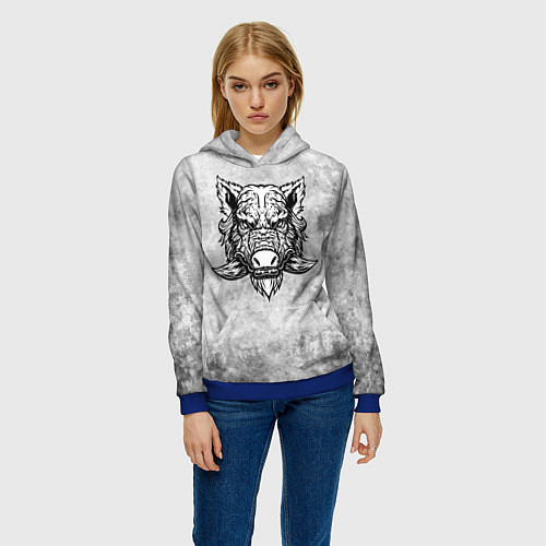 Женская толстовка Texture - дикий секач / 3D-Синий – фото 3