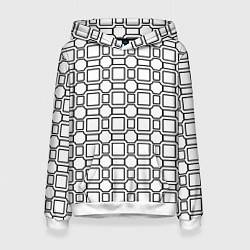 Толстовка-худи женская Чёрно белая сетка, цвет: 3D-белый