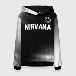 Толстовка-худи женская Nirvana glitch на темном фоне посередине, цвет: 3D-черный