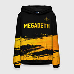 Толстовка-худи женская Megadeth - gold gradient посередине, цвет: 3D-черный