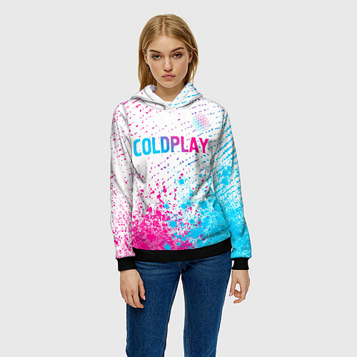 Женская толстовка Coldplay neon gradient style посередине / 3D-Черный – фото 3