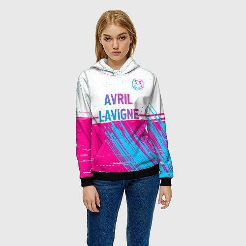 Женская толстовка Avril Lavigne neon gradient style посередине / 3D-Черный – фото 3