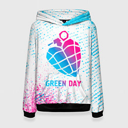 Толстовка-худи женская Green Day neon gradient style, цвет: 3D-черный