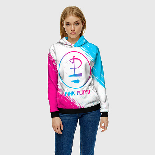 Женская толстовка Pink Floyd neon gradient style / 3D-Черный – фото 3