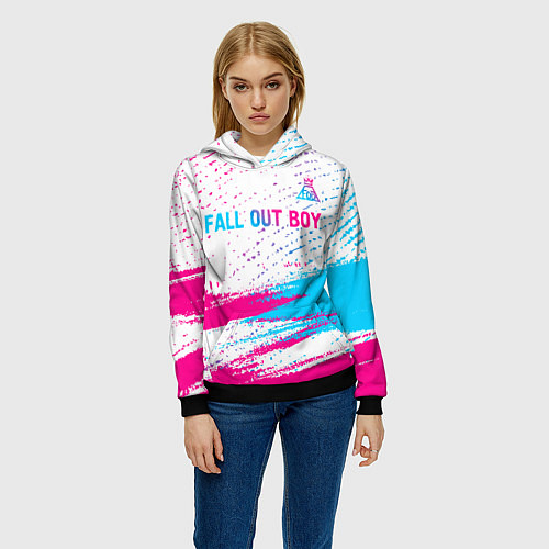 Женская толстовка Fall Out Boy neon gradient style посередине / 3D-Черный – фото 3