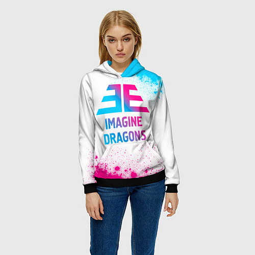 Женская толстовка Imagine Dragons neon gradient style / 3D-Черный – фото 3