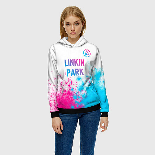 Женская толстовка Linkin Park neon gradient style посередине / 3D-Черный – фото 3