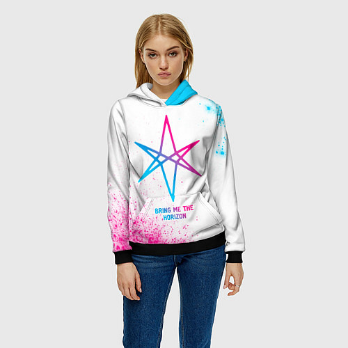 Женская толстовка Bring Me the Horizon neon gradient style / 3D-Черный – фото 3