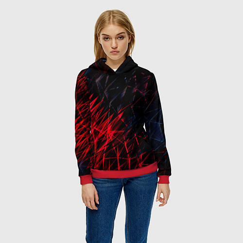 Женская толстовка Красно чёрные узоры / 3D-Красный – фото 3