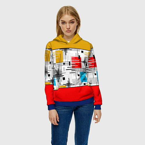Женская толстовка Узор красного горчичного цвета / 3D-Синий – фото 3