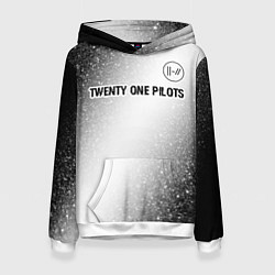 Толстовка-худи женская Twenty One Pilots glitch на светлом фоне посередин, цвет: 3D-белый