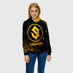 Толстовка-худи женская Sabaton - gold gradient, цвет: 3D-черный — фото 2