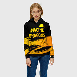 Толстовка-худи женская Imagine Dragons - gold gradient посередине, цвет: 3D-черный — фото 2