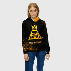 Толстовка-худи женская Fall Out Boy - gold gradient, цвет: 3D-черный — фото 2